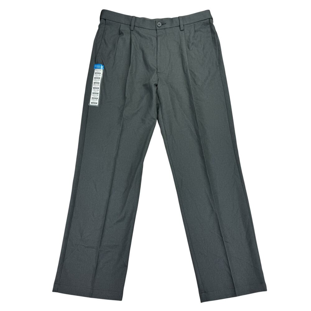 Haggar Mens Cool 18 Pro Classic Fit Pleated Stretch Dress Pants Charcoal 34x30